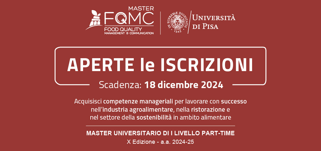 Master Food Unipi aperte le iscrizioni a.a. 2024-25